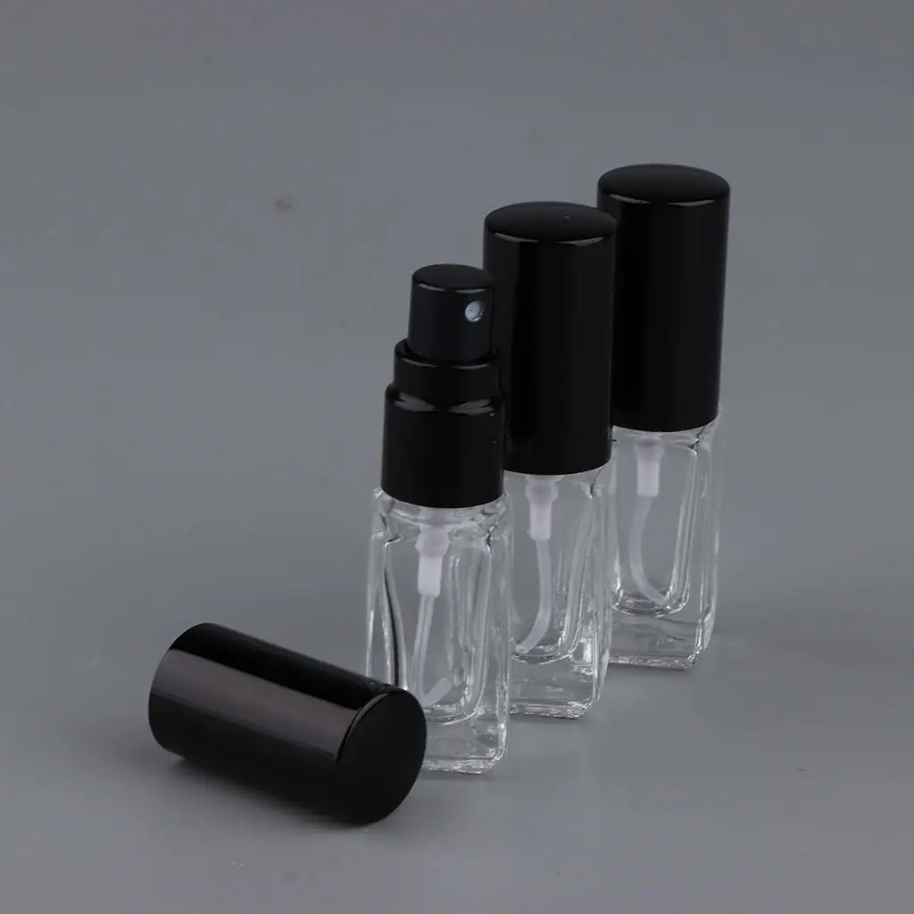 2-4pack 3x 3ml Empty Glass Spray Bottle Pump Fine Mist Perfume Atomiser Black