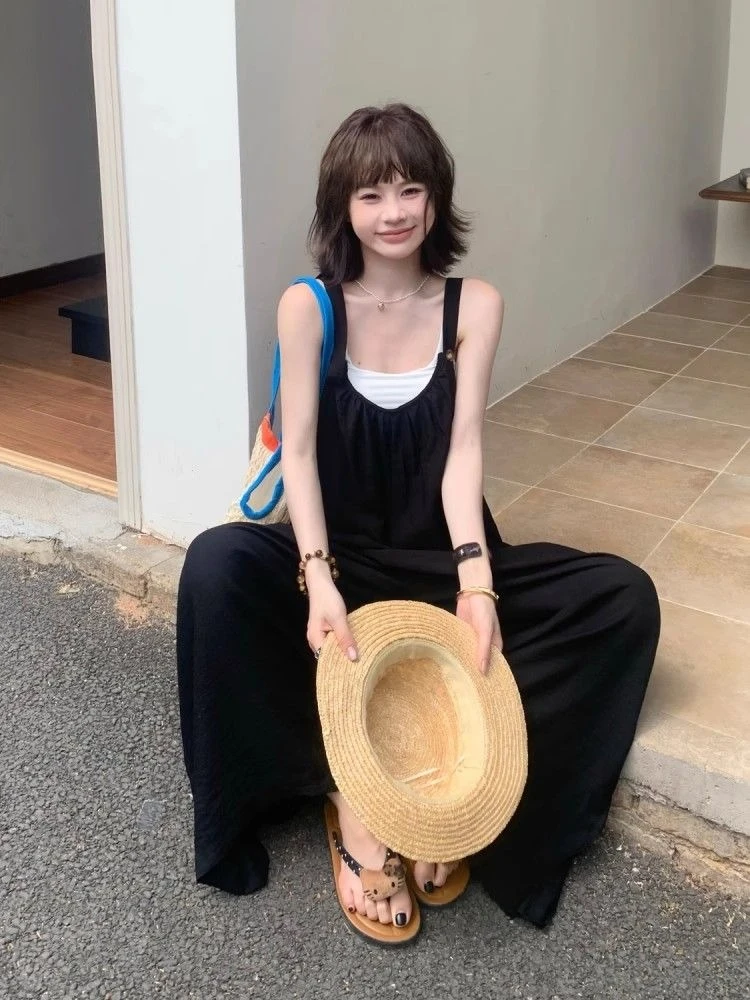 

Женский летний комбинезон без рукавов с широкими штанинами, свободного кроя, повседневный, минималистичный, элегантный, для пляжа, отпуска и на каждый день ​