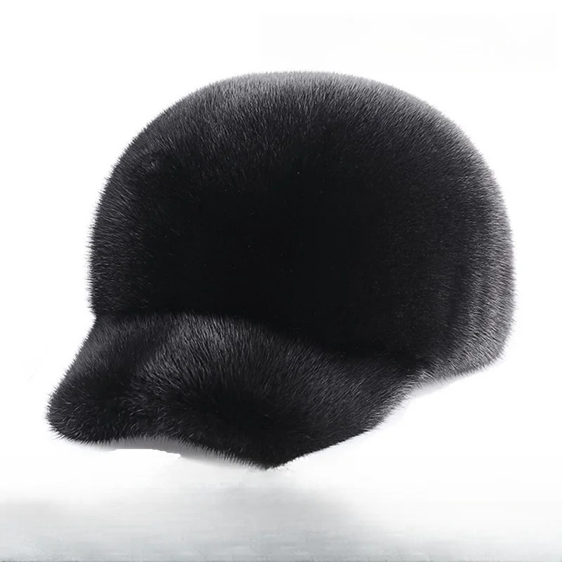 

Middle-aged and old leather men real fur baseball women outdoor warm peaked cap