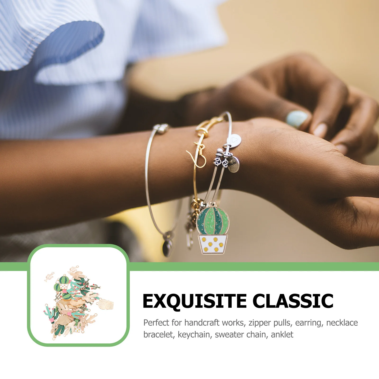 

40Pcs Alloy Cactus Pendant Charms DIY Jewelry for Necklace Bracelet Earring Keyring Craft Decoration Handmade Gift Ideas