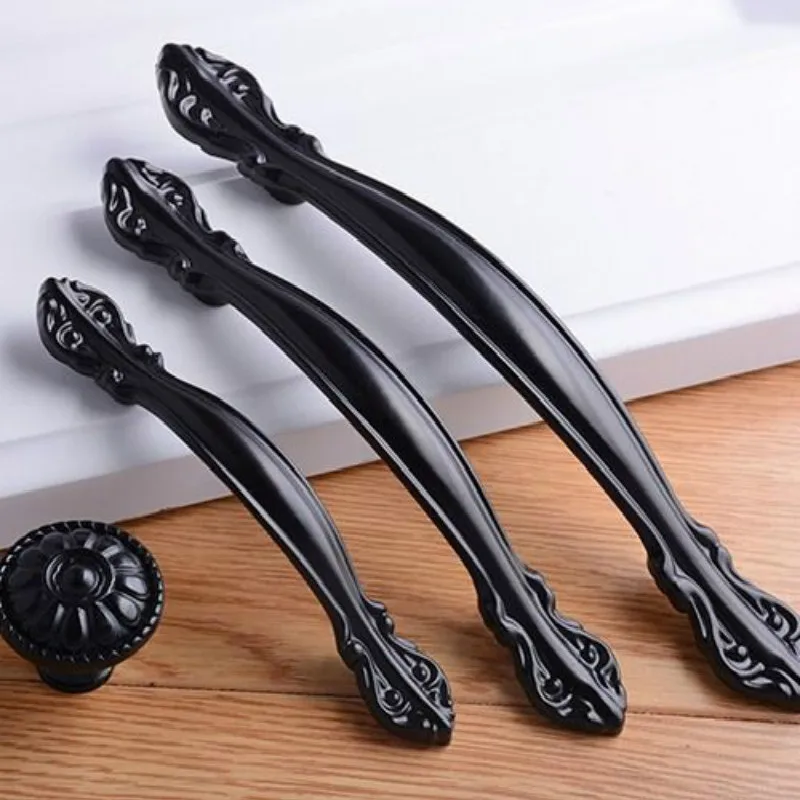 

96/128/160/192mm Black Drawer Pulls Kitchen Cabinet Handles Door Knobs and Handles Drawer Knob Kitchen Door Handles and Knobs