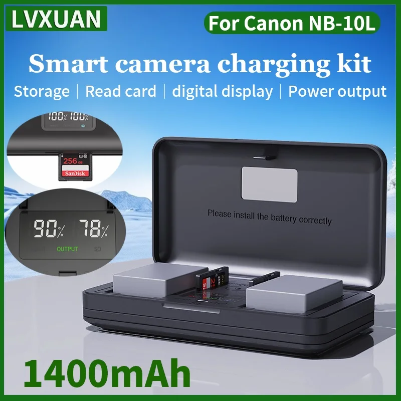 

LVXUAN NB-10L Battery and USB Charger for Canon PowerShot G1X,G3X,G15,G16,SX40/SX50/SX60 HS Cameras.Has card reading function