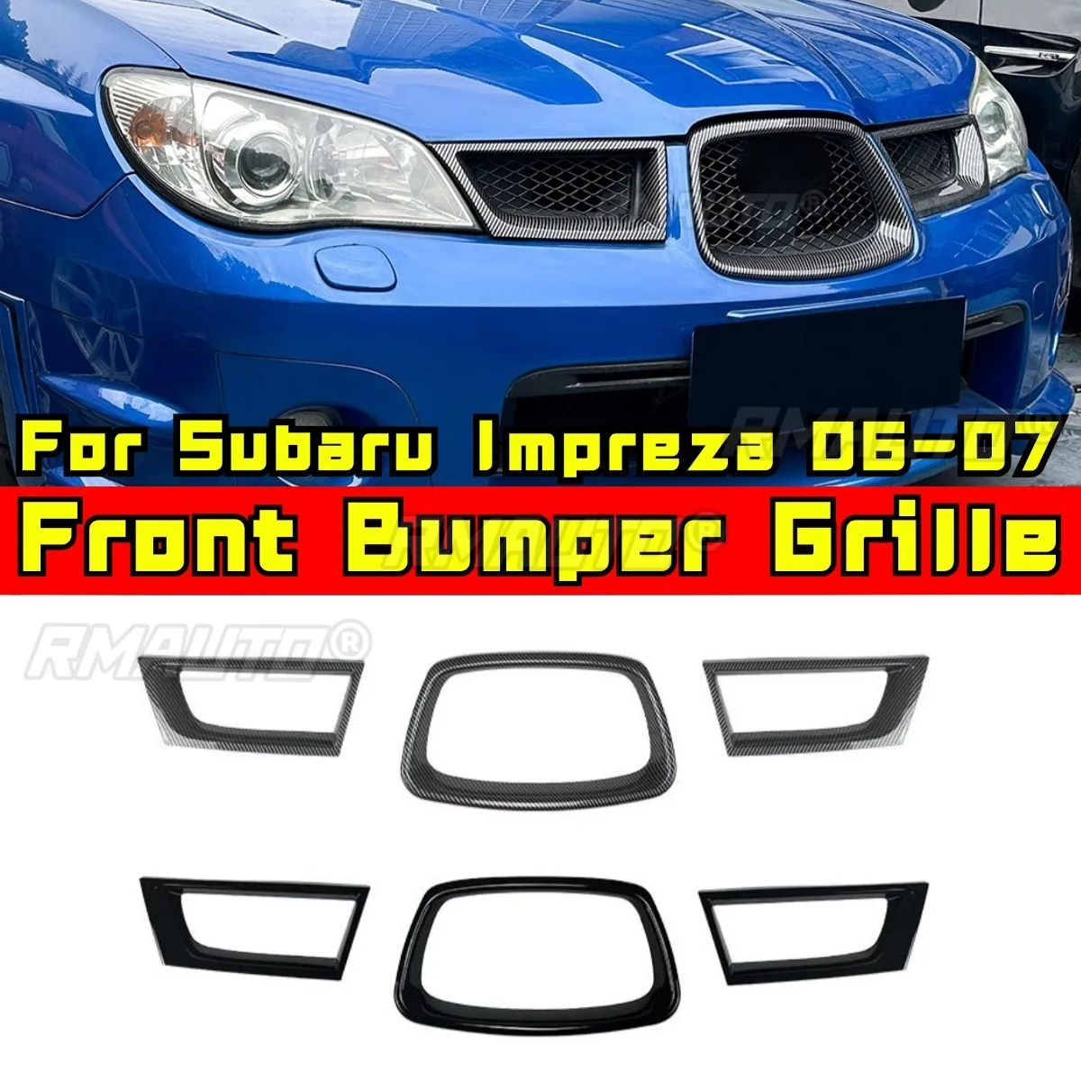 

Решетка бампера автомобиля, декоративные полоски, гоночная решетка, комплект кузова, решетка переднего бампера для Subaru Impreza WRX STI 2006-2007, внешняя часть