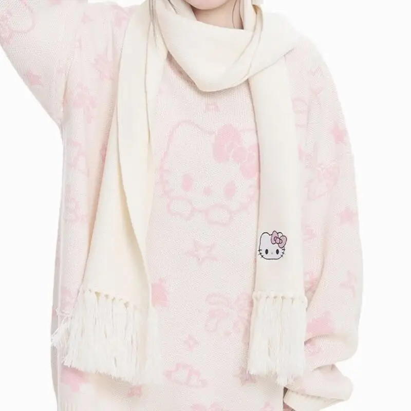 فتاة مرحبا كيتي سترة Kawaii أنيمي أزياء طالب عارضة جولة الرقبة الخريف والشتاء محبوك قميص البلوز قمم نمط جديد