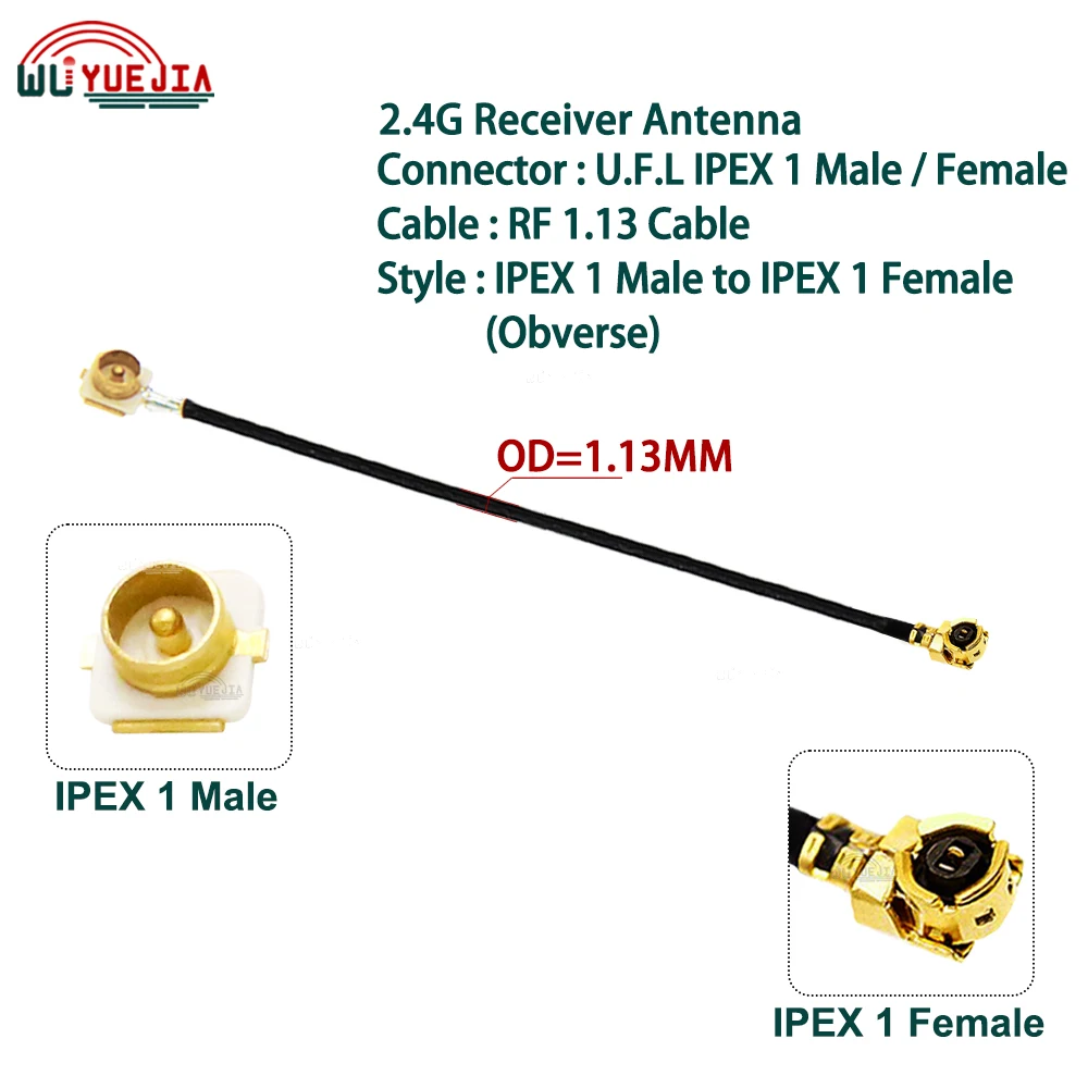 1Pcs U.F.L IPEX Cable Male Plug IPEX1 to IPEX-1 Male / Female Jack Connector RF1.13 Coaxial Jumper WIFI 3G 4G Extension Cable