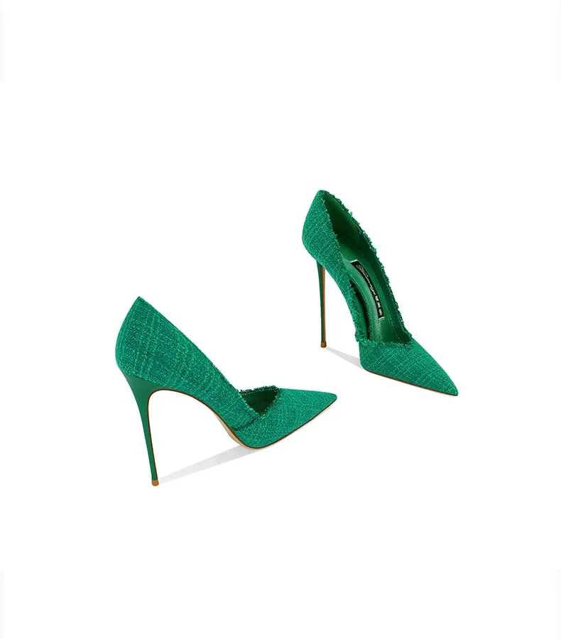 

Green French Xiaoxiangfeng Candy Color Versatile Temperament 2024 Autumn New Pointed Stiletto High Heels Women's Single Shoes