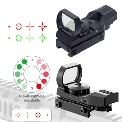 Tactical HD101 Optics Scope Hunting Optics Red Green Projected Dot Sight Reflex 4 Reticle Scope Collimator Sight For 20mm Rail
