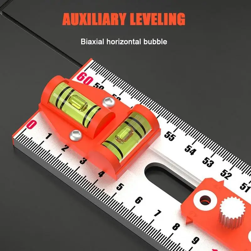 

Woodworking 2-in-1 Punching Positioning Ruler T-Shaped Ruler Multifunctional Angle Ruler,Aluminum Alloy Marking Measuring Tool