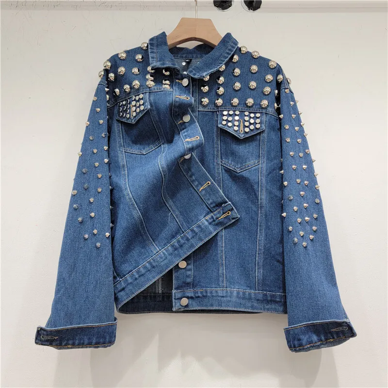 WTHT موضة المرأة تقسم برشام الشرير نمط الدنيم سترة 2025 الخريف العصرية التلبيب معطف طويل الأكمام الإناث 1LS2230