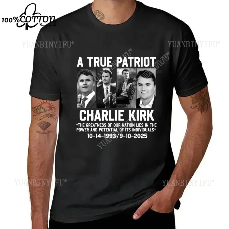 Harajuku крутая креативная футболка с принтом FREEDOM Charlie Kirk, свободная рубашка унисекс из 100% хлопка для отдыха, свободная уличная мода, S-6XL