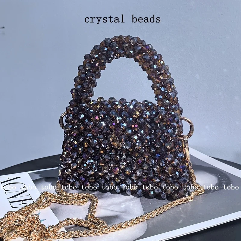 

New Crystal Beaded Desigenr Women's Bags Handmade Cute Little Purses Shiny Evening Party Mini Box Wallets for Women Luxury Bag