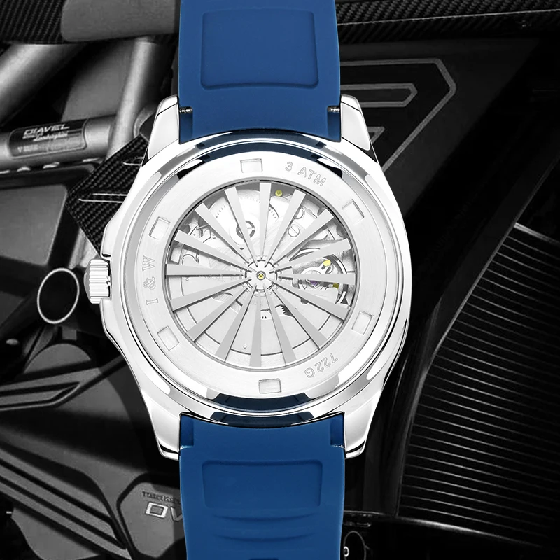 ساعات IW للرجال ساعة معصم ميكانيكية أوتوماتيكية فاخرة NH35 حركة شريط مطاطي أزرق زجاج الياقوت مقاوم للماء Reloj