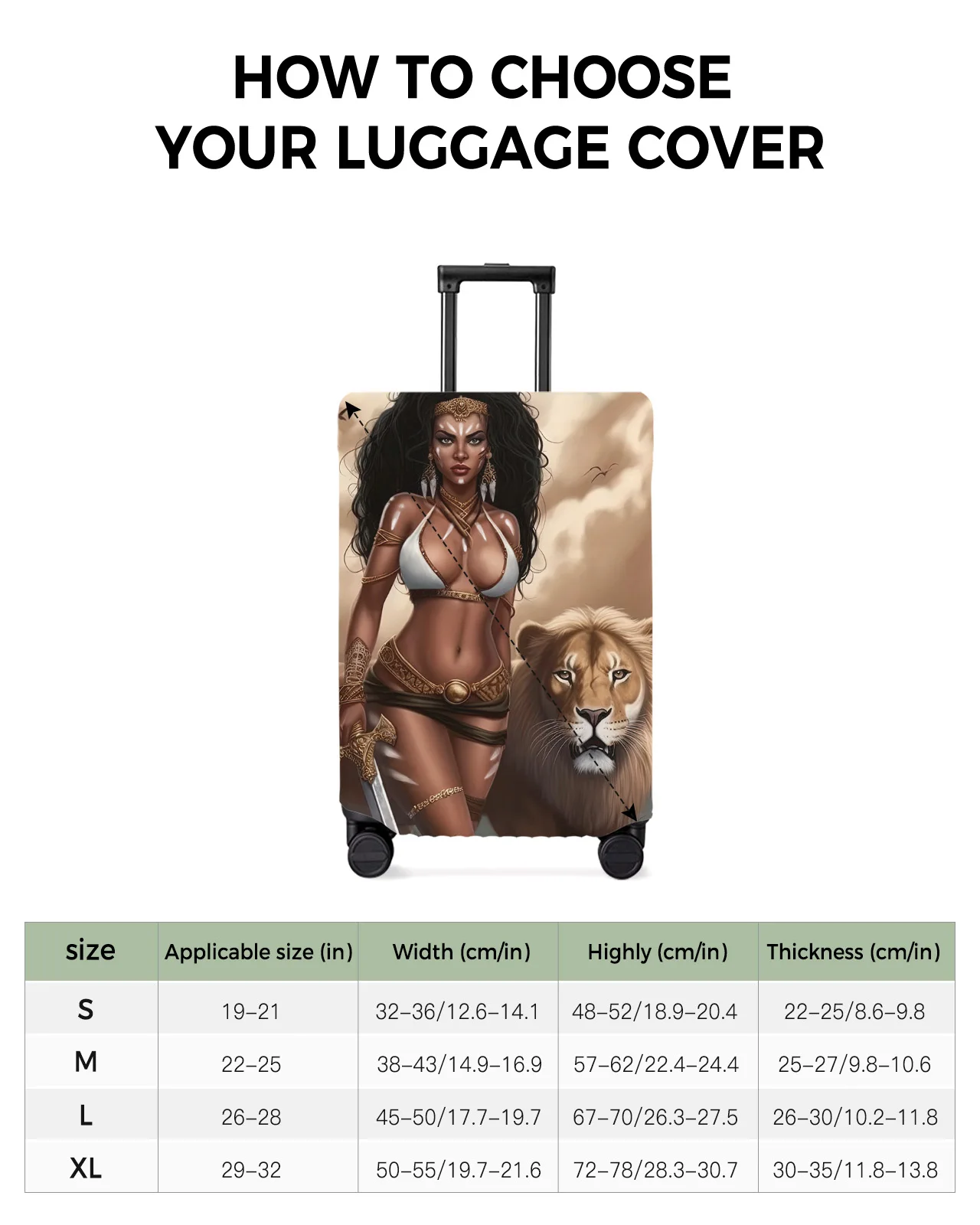 African Savanna Woman Lion Luggage Cover Stretch Suitcase Protector Baggage Dust Case Cover for 18-32 Inch Travel Suitcase Case