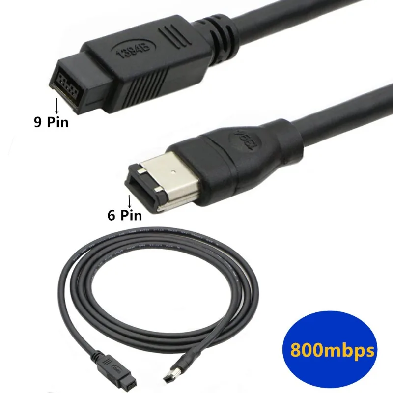 6/9 IEEE 1394 Firewire 800 To Firewire 400 Firewire 6-Pin Male To 9-Pin Male Data Cable 1394 Cable 1.8m 3m 4.5m