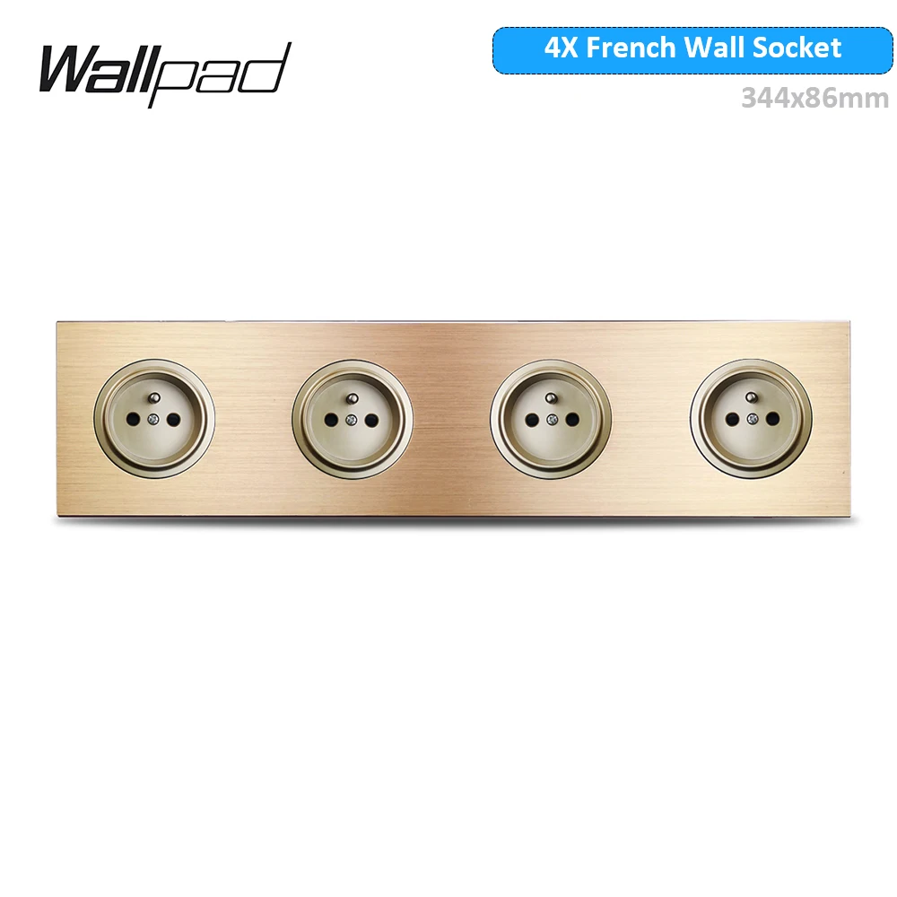 Wallpad gouden wandlichtschakelaar met ronde LED-nachtlampknop 1 2 3 4-voudig geborsteld aluminium metalen paneel, dimmer