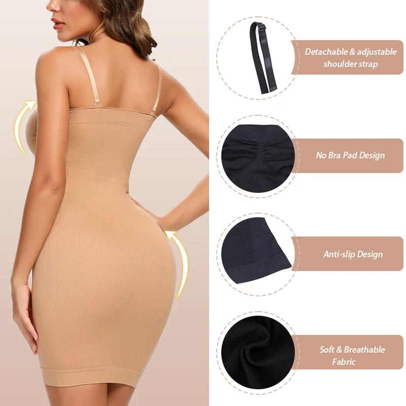 Women Shapewear Strapless Tube Slip Dress Mini Bodycon Dresses for Women Seamless Tanks Top Dress Slimming Underwear Corsets