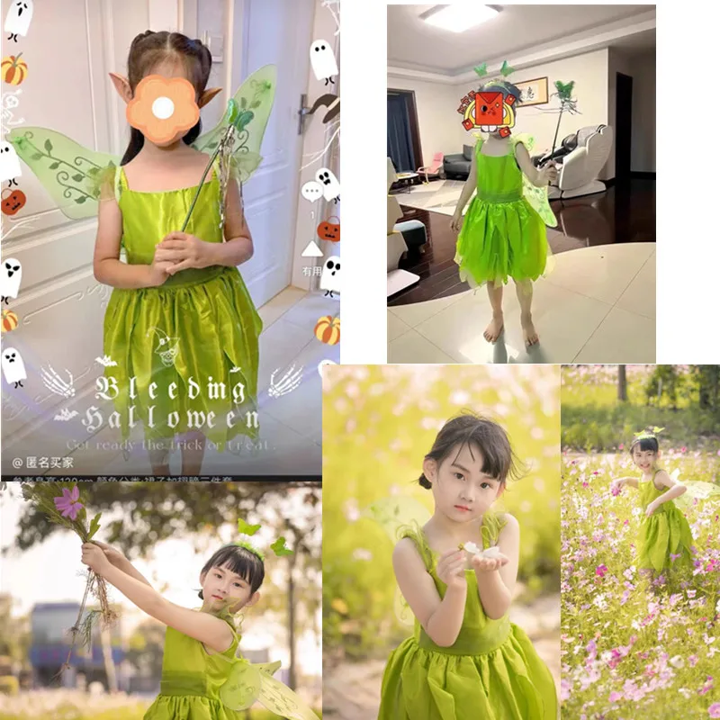 Halloween Party Child Peter Pan Cosplay Costume Masquerade Boys Elf Green Clothing Set Fancy Fairy Tinkerbell Clothes for Kids