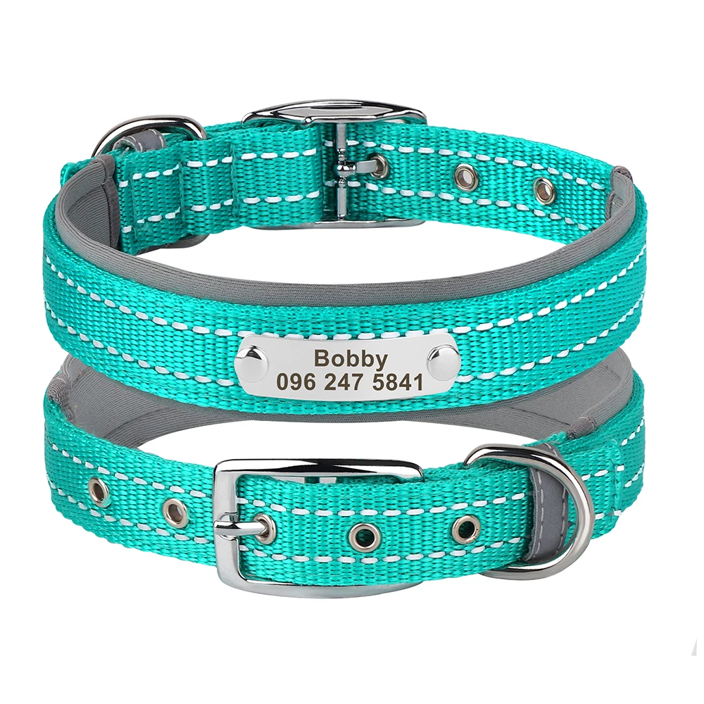 Personalized Dog Collar Reflective Dogs ID Collars Free Engrave Name Collars Adjustable for Small Medium Large Dogs Pet Pitbulls