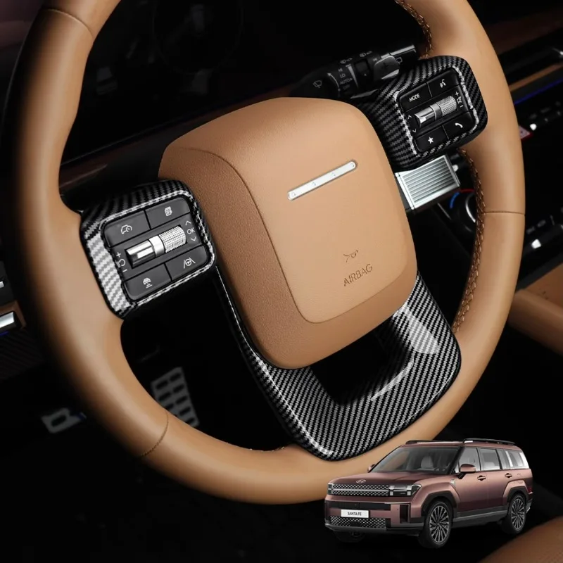 

Для Hyundai Santa Fe MX5 2024 2025 IX45 ABS декоративная крышка на руль аксессуар для интерьера современное украшение с карбоновой текстурой