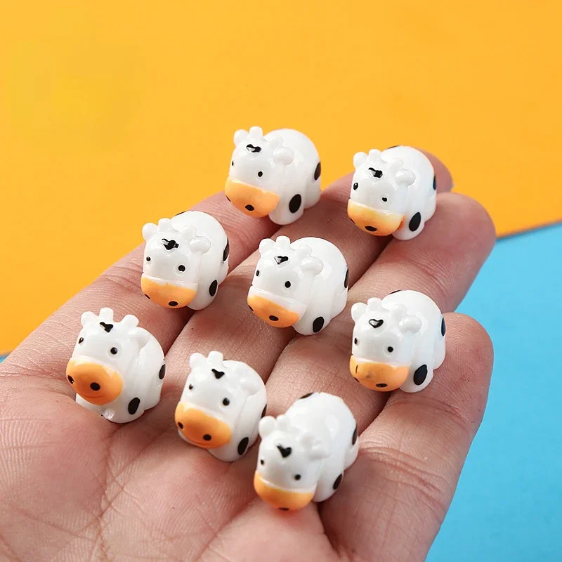 10pcs Kawaii 3D Resin Mini Cows Miniature Dollhouse Items Figurines for Decoration Things Figures Statues Room Decor Sculptures