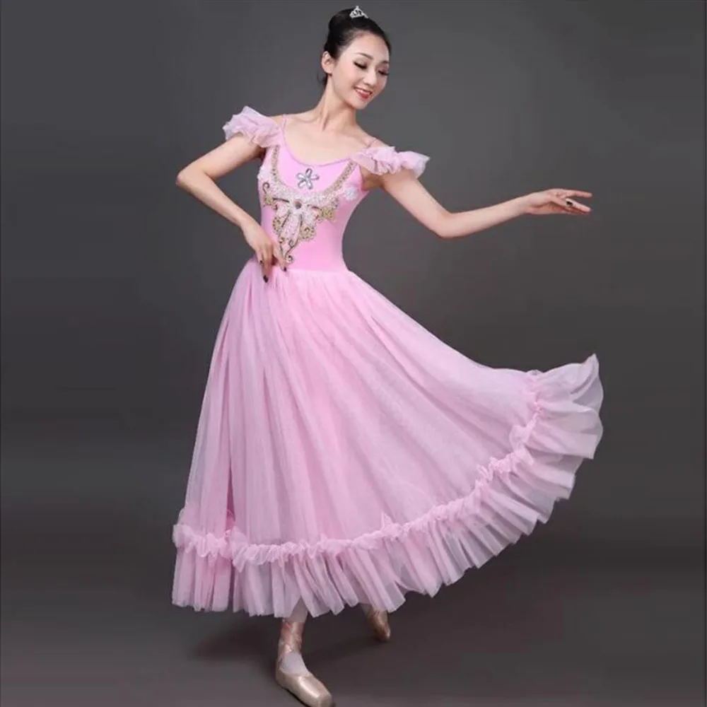 A Flowing White Or Pink Ballet Soft Gauze Long Dress For Women Or Girls