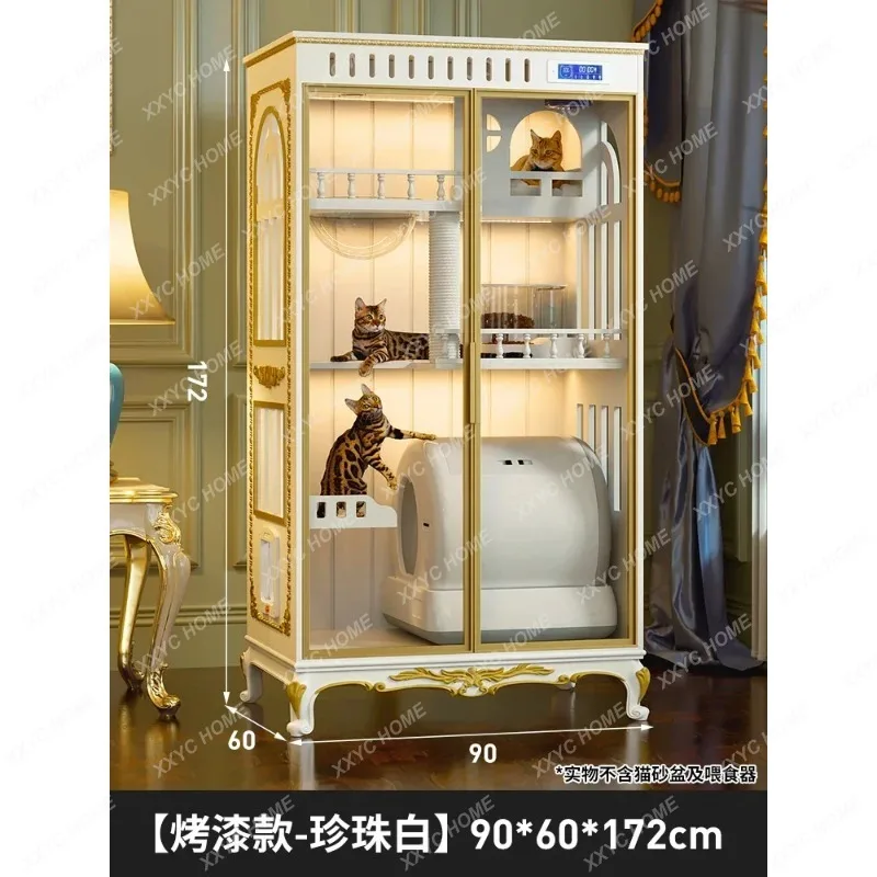 L2003Solid Wood Cat Villa Home Indoor Three-Layer Cat House Large Luxury Cat Nest  Castle