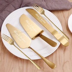 5pcs/Set Personalized Wedding Cake Knife Set Cutter Custom Knife Shovel Pizza Knife Spatula Dessert Bread Knife Birthday Party