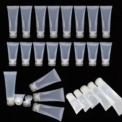10Pcs Empty Clear PE Plastic Cosmetic Tubes Bottle with Flip Lid Smooth Polish Sample Containers For Hand Creams Lotion Toiletry