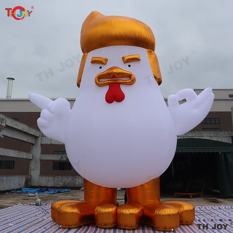 Fast Air Shipping Giant Inflatable Rooster Outdoor Park Decoration 10m 33ft Tall Inflatable Trump-like Chicken With Blond Hair