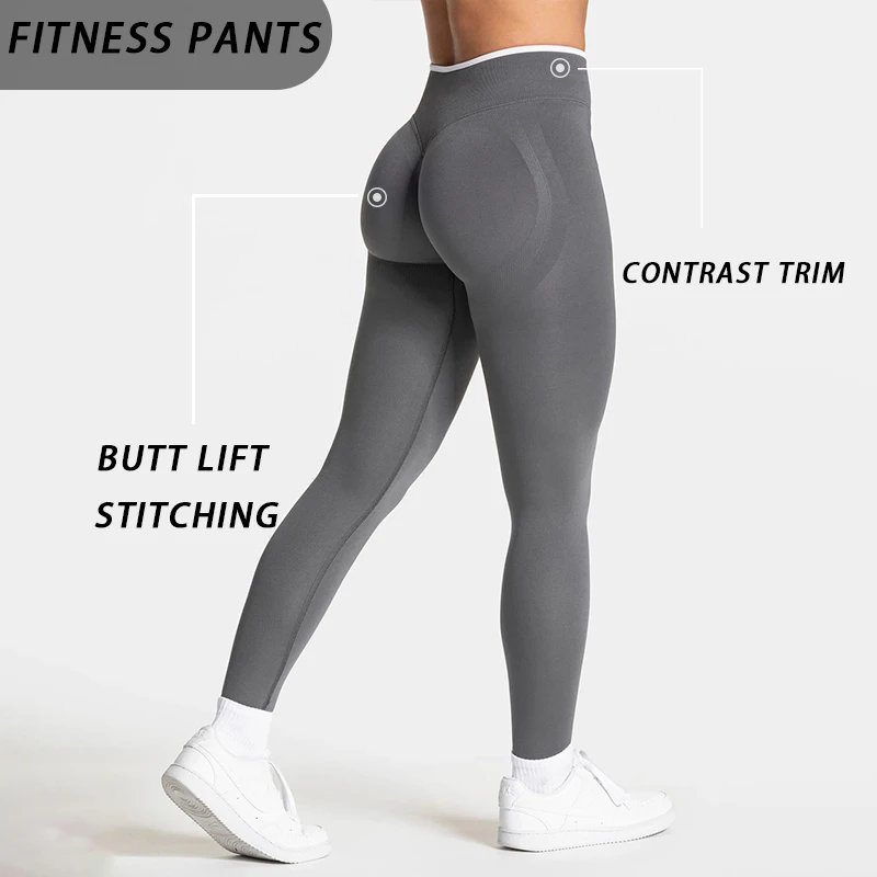 Women's High-Rise Seamless Peach Lift Leggings with Colorblock Design - 4-Way Stretch, Tummy Control for Gym, Yoga & Running