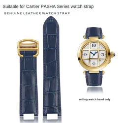 For Cartier PASHA Folding Buckle watch strap cowhide men women watchband 21x15m 20x12mm 18x10mm Wristband accessories