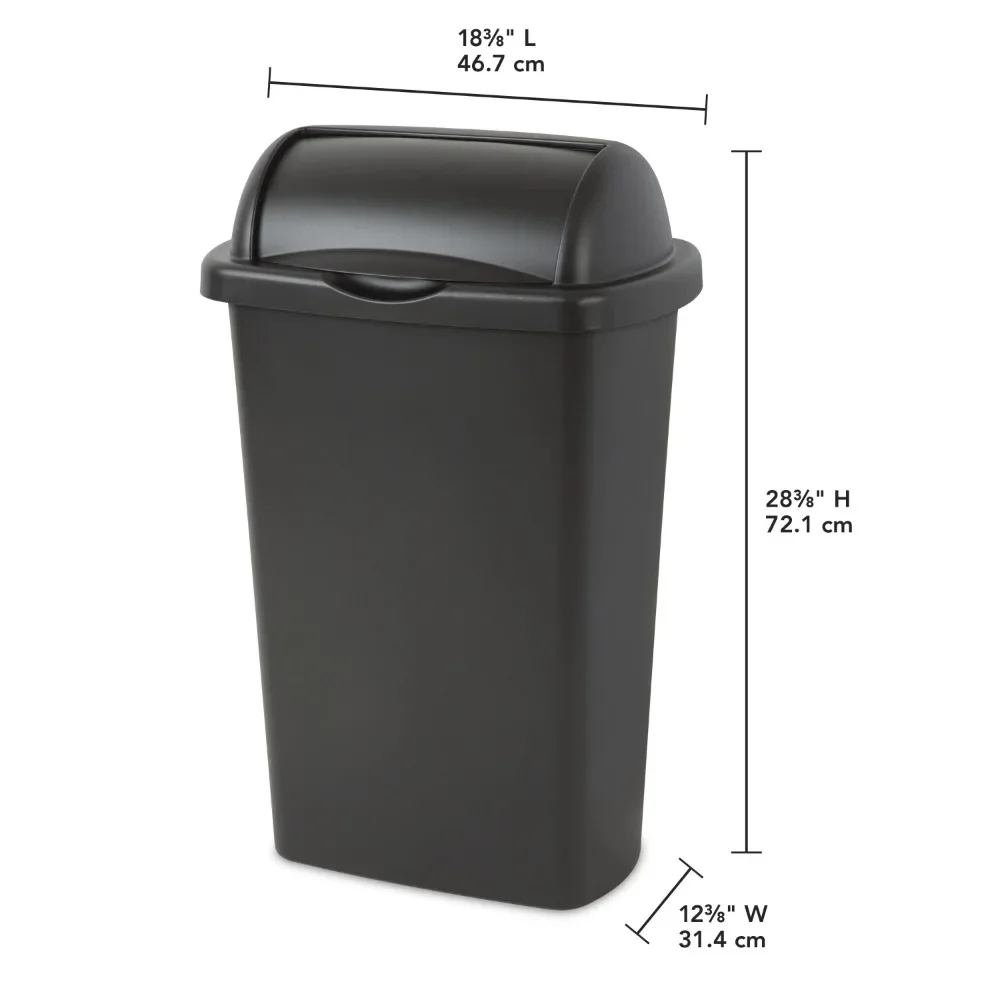 13Gal. Rolltop-Papierkorb, Kunststoff, Küche, Schwarz