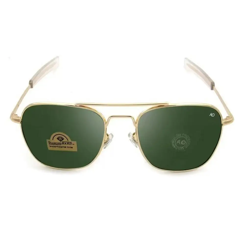 

Vintage Look AO Pilot Sunglasses Optical Glass Lens Green Lens Luxury Sunglasses Retro Male Design Fashion Accessory