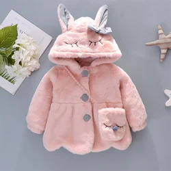 New Winter Children's Clothing Cartoon Shy Bunny Hooded Bag With Diagonal Cross And Plush Sweater