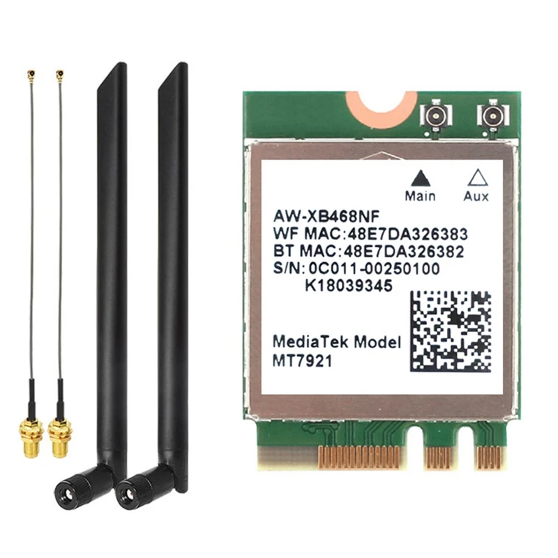 Tarjeta de red Gigabit MT7921, WIFI6, 2,4G, 5G, ordenador de escritorio, portátil, tarjeta de red inalámbrica integrada con antena externa