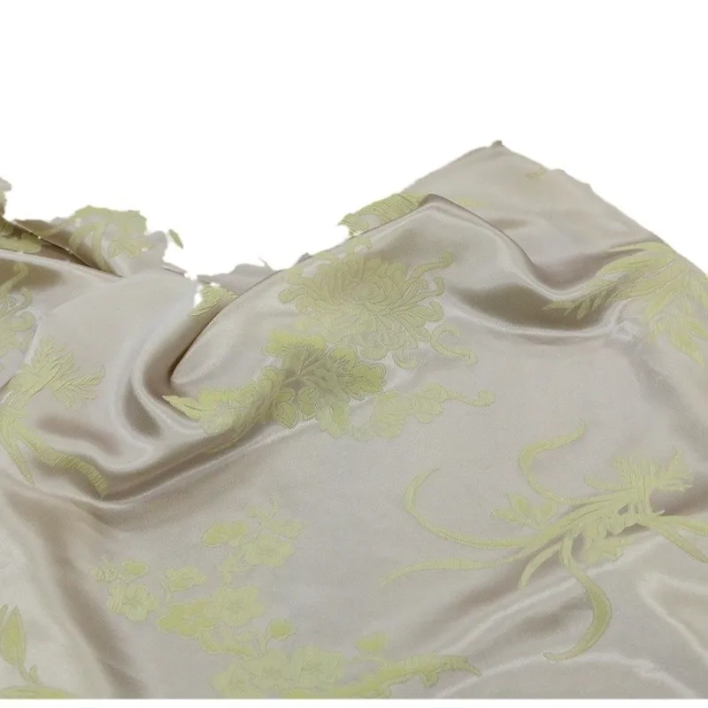 Silk embossed jacquard satin fabric Chinese-style flat designer cheongsam in two different colors