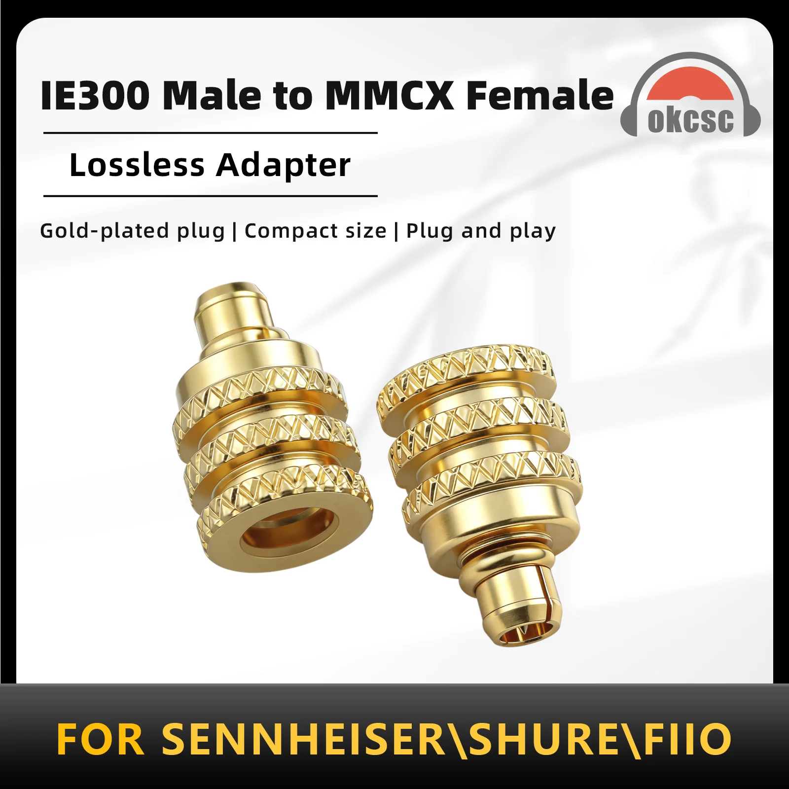 

OKCSC Earphone Adapter IE300 Male to MMCX Female for SENNHEISER IE200/IE300/IE600/IE900/AKG N5005/N30/N40 Audio Connector