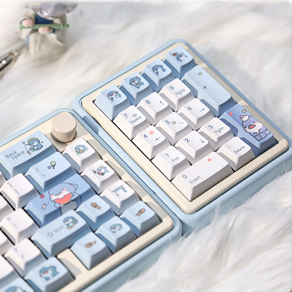 USLION 131Keys Cherry Profile PBT Keycaps Cartoon Shark Korean Japanese English Customized  Gaming Mechanical Keyborad Key Caps