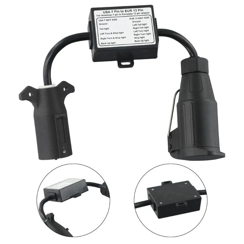 

Weather Resistant 7 Pin to 13 Pin Trailer Plugs Adapter for Vehicle