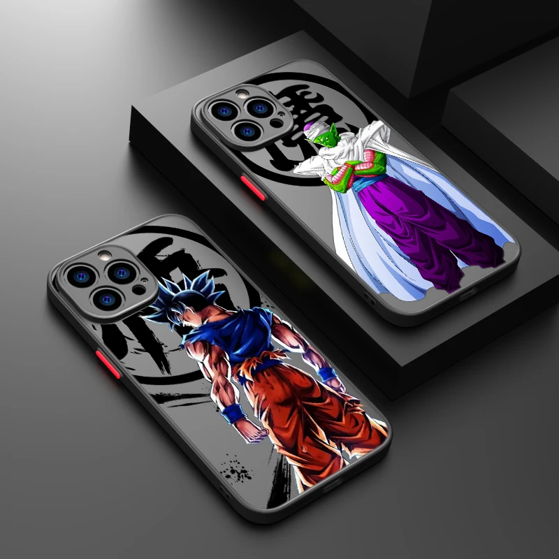 Dragons-Balls Son-Gokus For iPhone 15 Ultra 14 13 12 11 Mini XS XR X 8 7 Pro Max Plus Frosted Translucent Phone Case