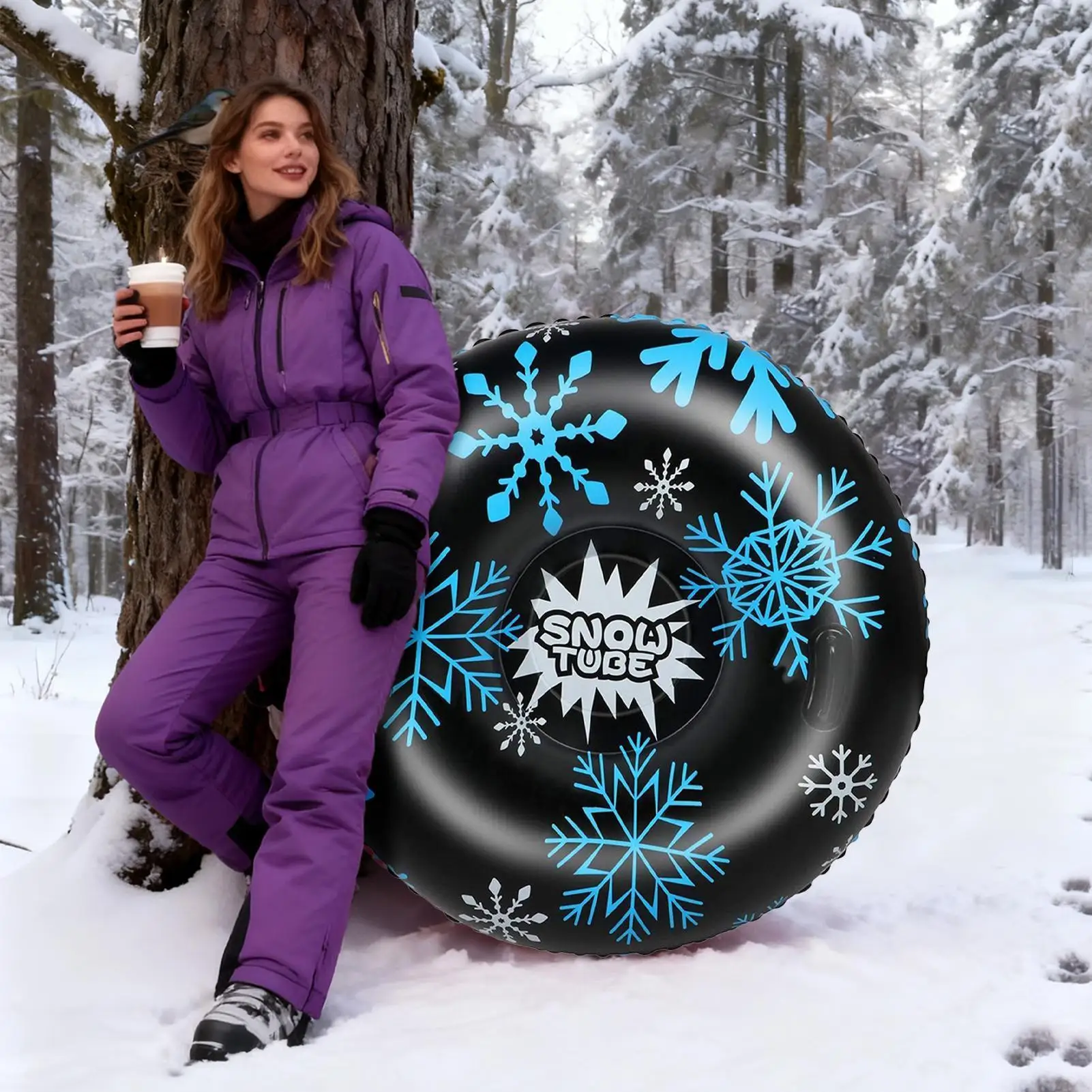 

Inflatable Winter Sports Tube, Heavy Duty Snow Sled for Family Kids Adults, Outdoor Fun at Backyard Resort Mountain Park Holiday