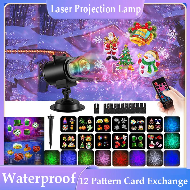 15W Led Lights party light Stage lighting christmas projector led lights projector Waterproof Laser Projection 12 Change Card