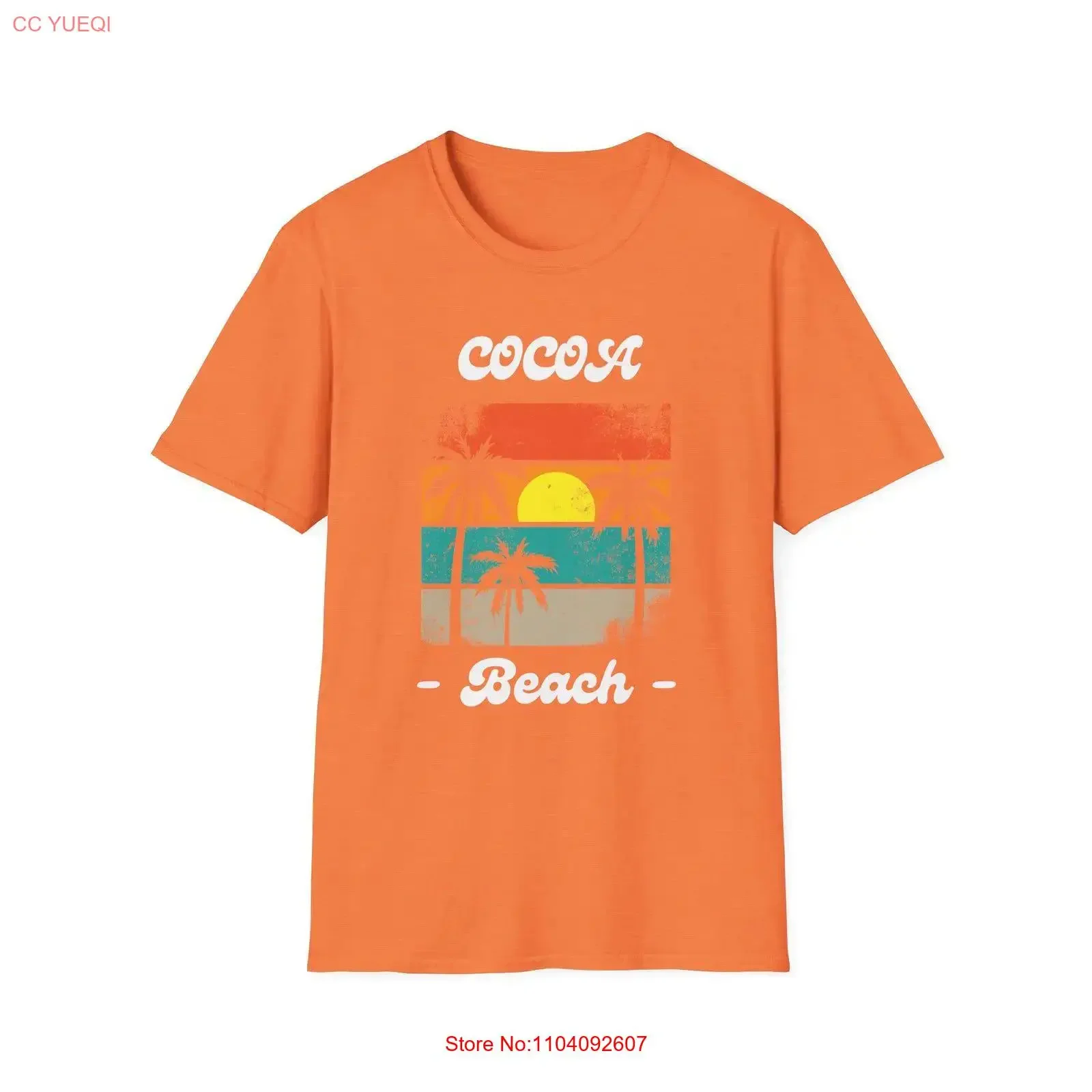 Camiseta Cocoa Beach Sunset Palm Tree, estilo vintage, lavada, informal, unisex, suave, cómoda, versátil, transpirable, elegante, ligeramente holgada