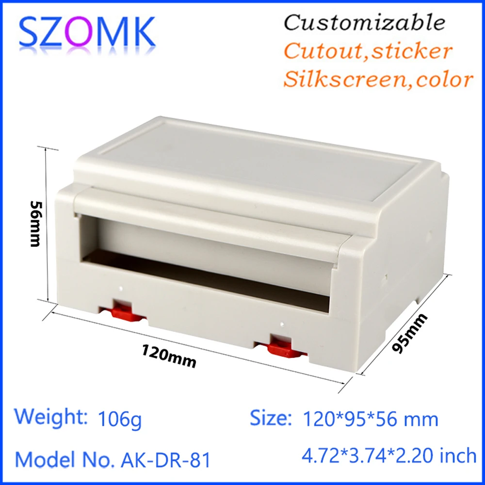 SZOMK Plastic enclosure AK-DR-81120*95*56mm din rail abs enclosure injection plastic mold electronics enclosure plastic