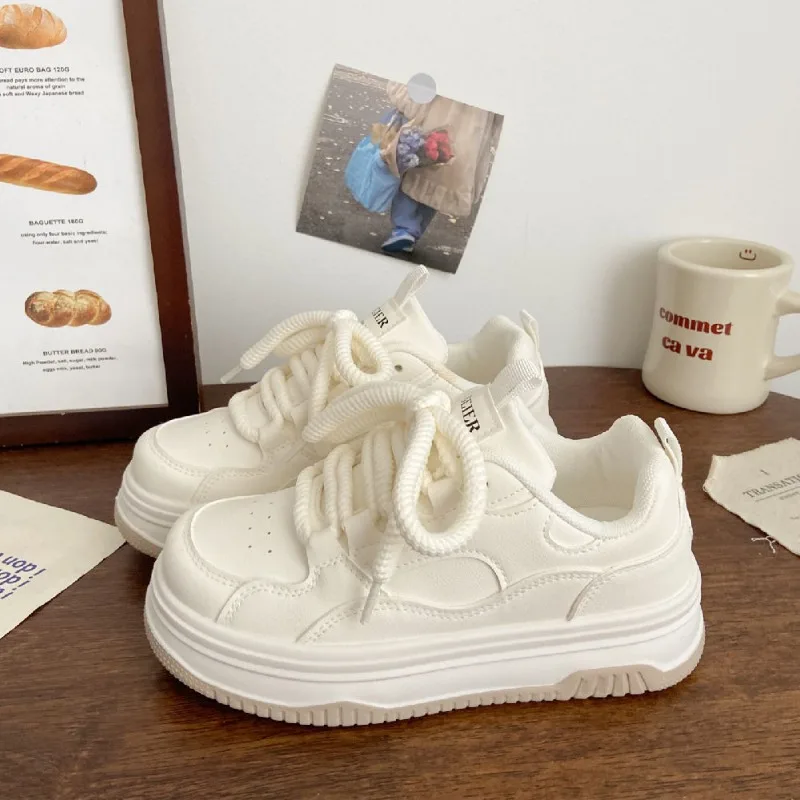 

Korean Women Small White Shoes Autumn New Casual Breathable Pink Sneakers Retro Street Woman Tennis Flat Shoes Board Shoes Mujer