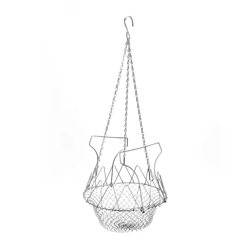 Rustproof Metal Chicken Feeder Basket 9 Inch Foldable Hanging Structure Easy Cleaning 02DB