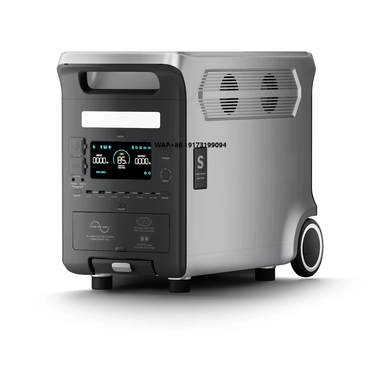 3600W 3840Wh LiFePO4 Portable Power Station, 220V AC UPS, 2000W Solar Input, OEM/ODM, USA and EU Warehouse Home Backup Outdoor