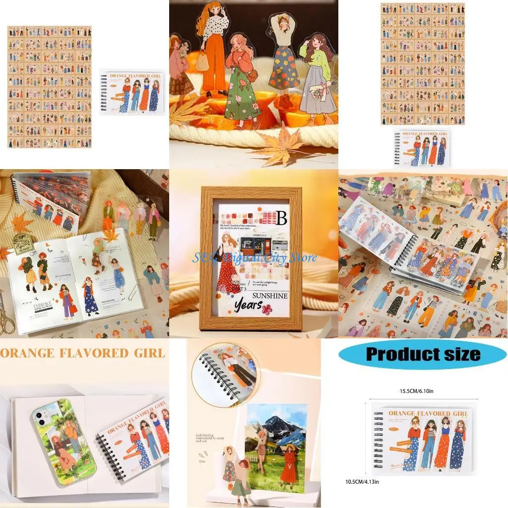 

U75B Книга с наклейками из ПЭТ в рулонах с апельсинами, тематический альбом с наклейками для девочек
