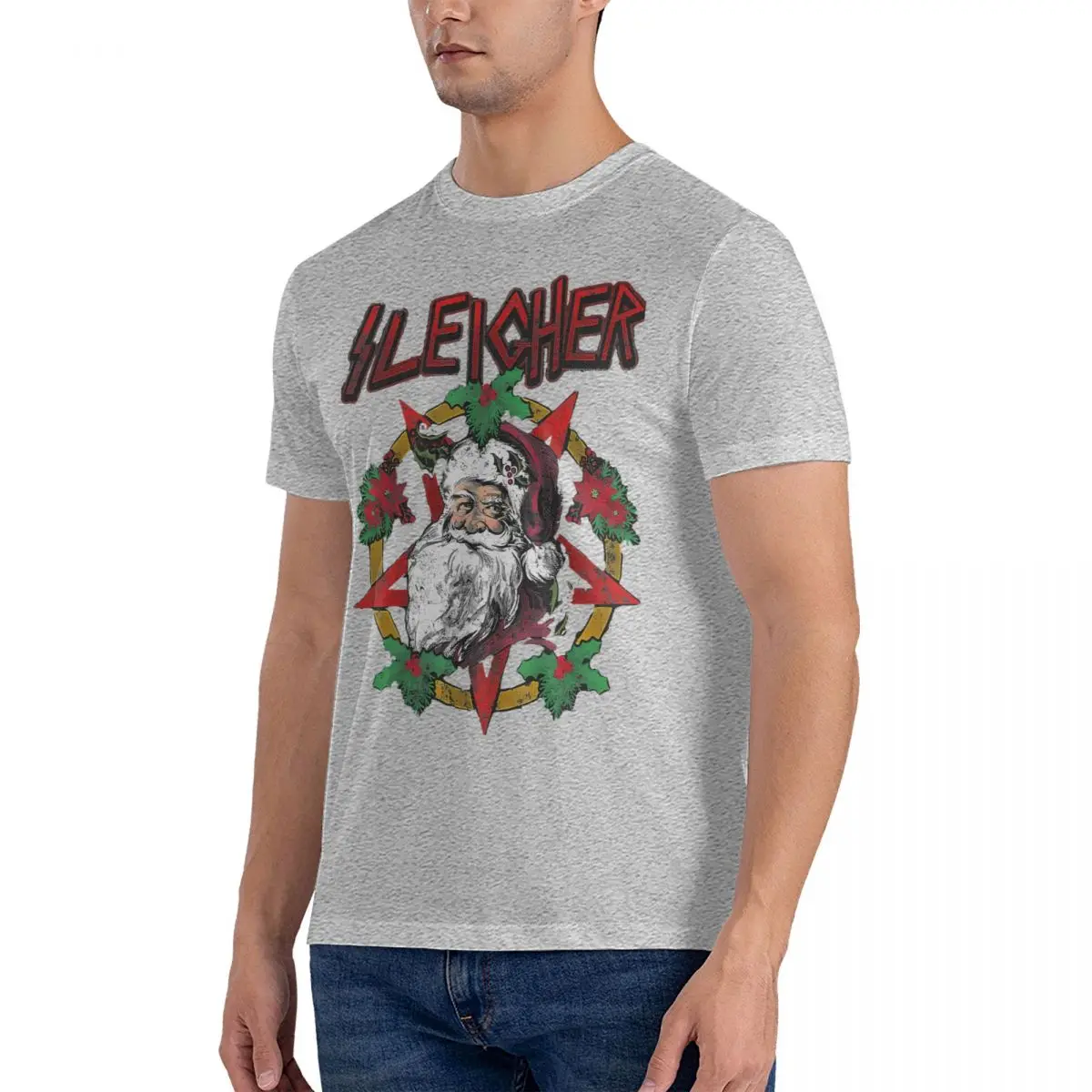 Men's Sleigher Heavy Metal Santa Claus Christmas Xmas T Shirts Die Hard 100% Cotton Tops  Gift Idea T-Shirts