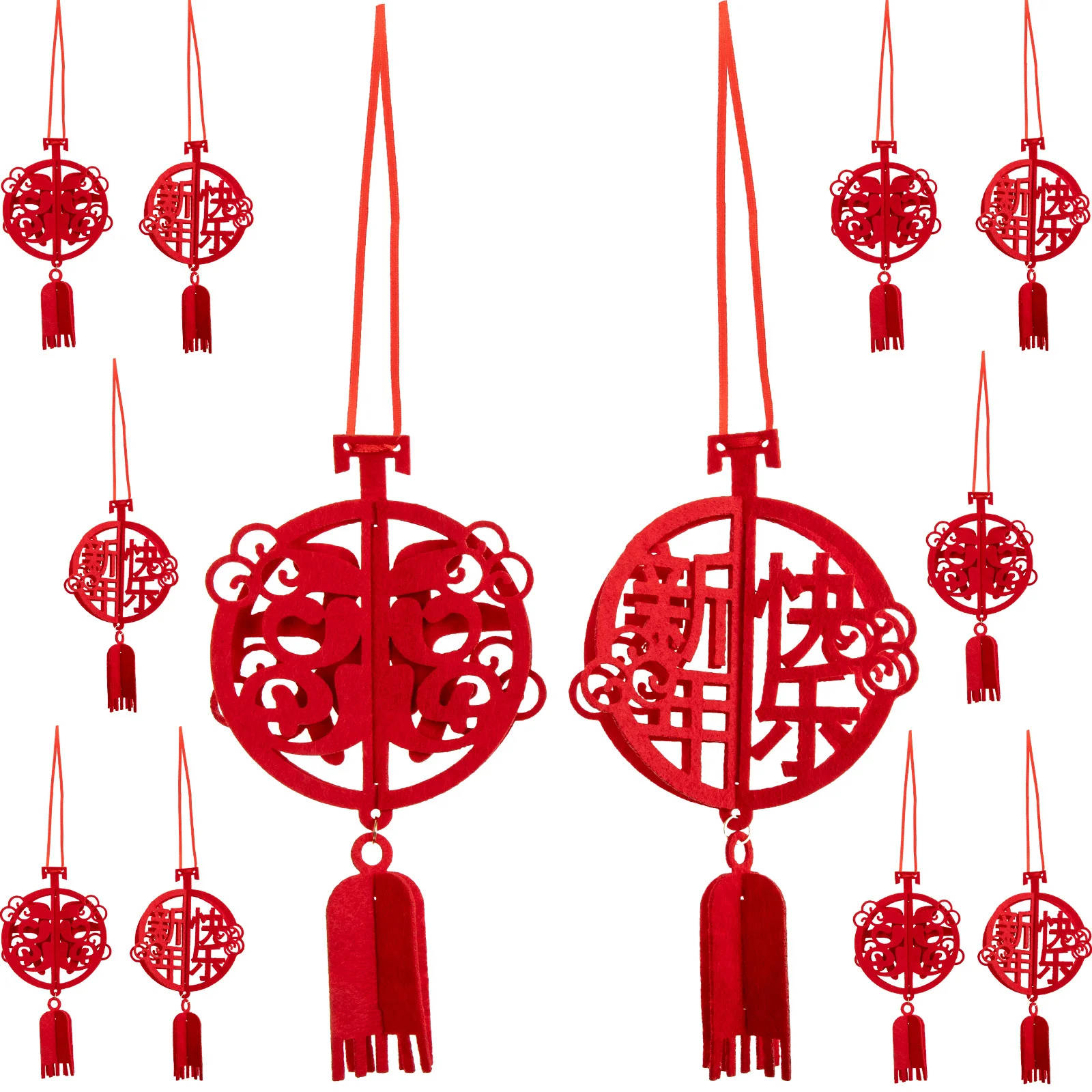 12pcs New Year Hanging Decor Chinese Style Festival Pendant For Home Office Mall Decoration Spring Festival Ornament Creative